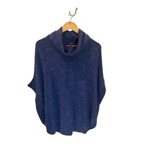 Talbots XS/S Blue Poncho‎ Top Cowl Neck Knit Pullover Sweater Casual Comfort